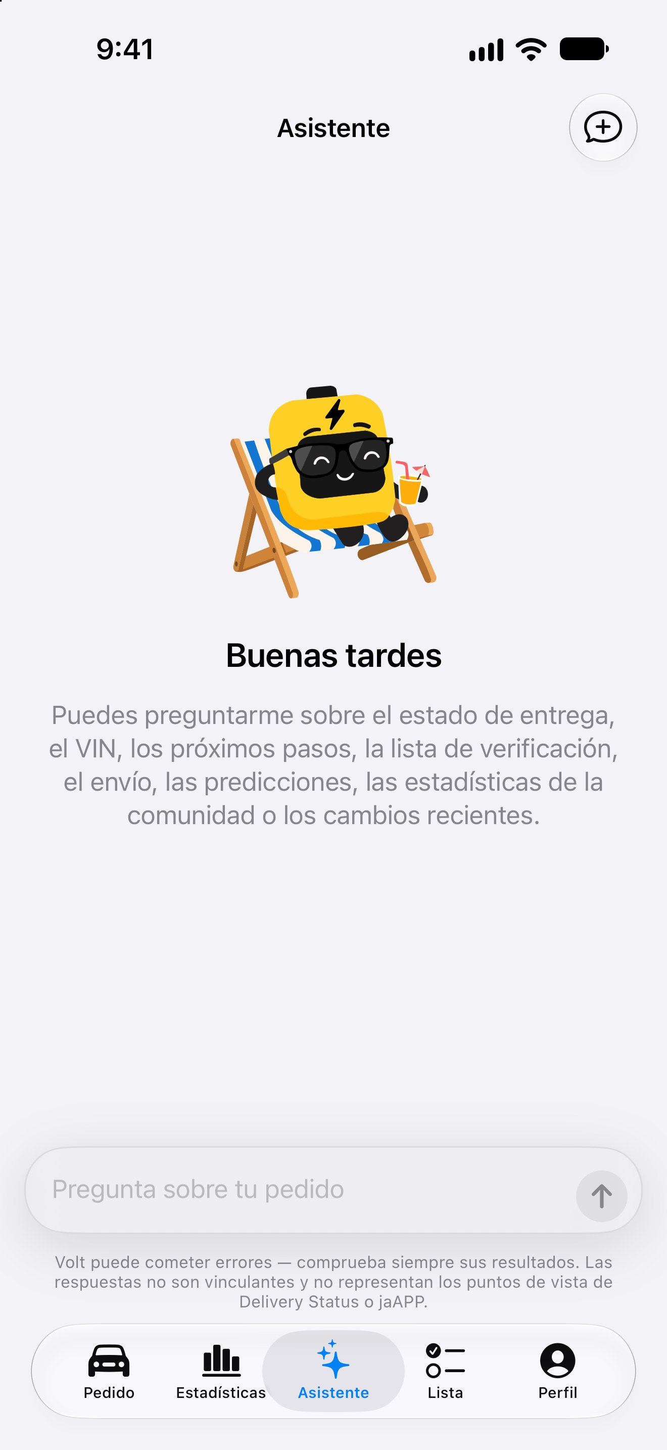Asistente para preguntas sobre el pedido en la aplicación iPhone