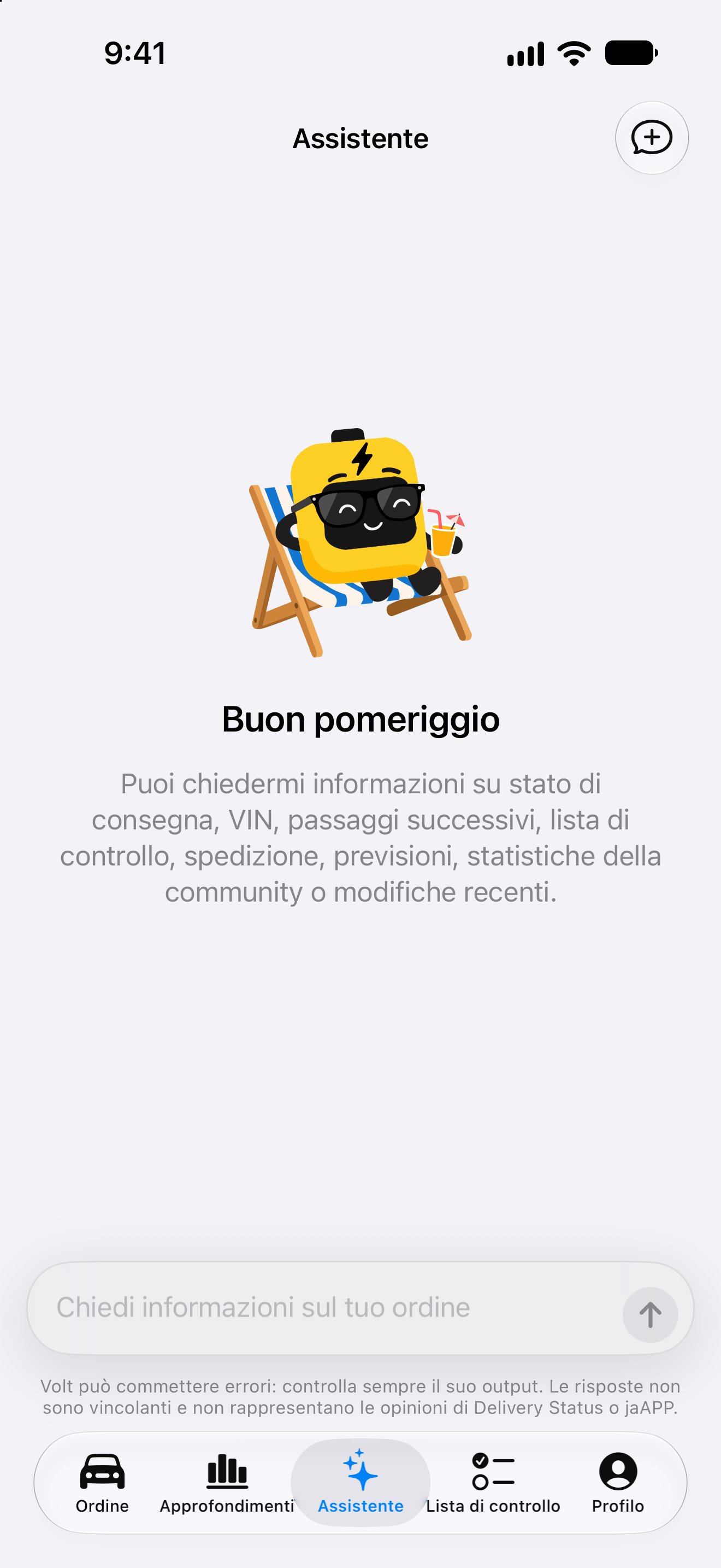 Assistente per domande sull’ordine nell’app iPhone