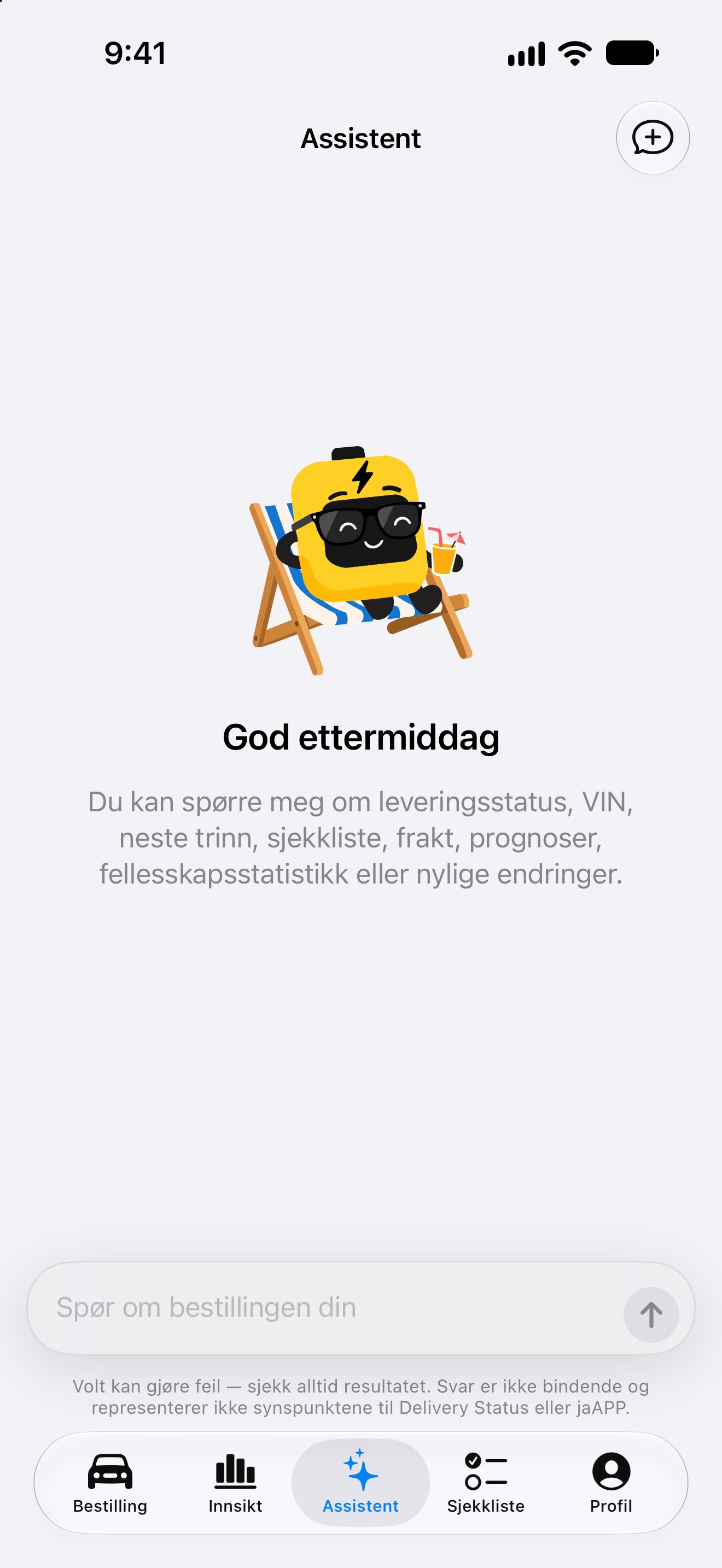 Assistent for spørsmål om bestillingen i iPhone-appen