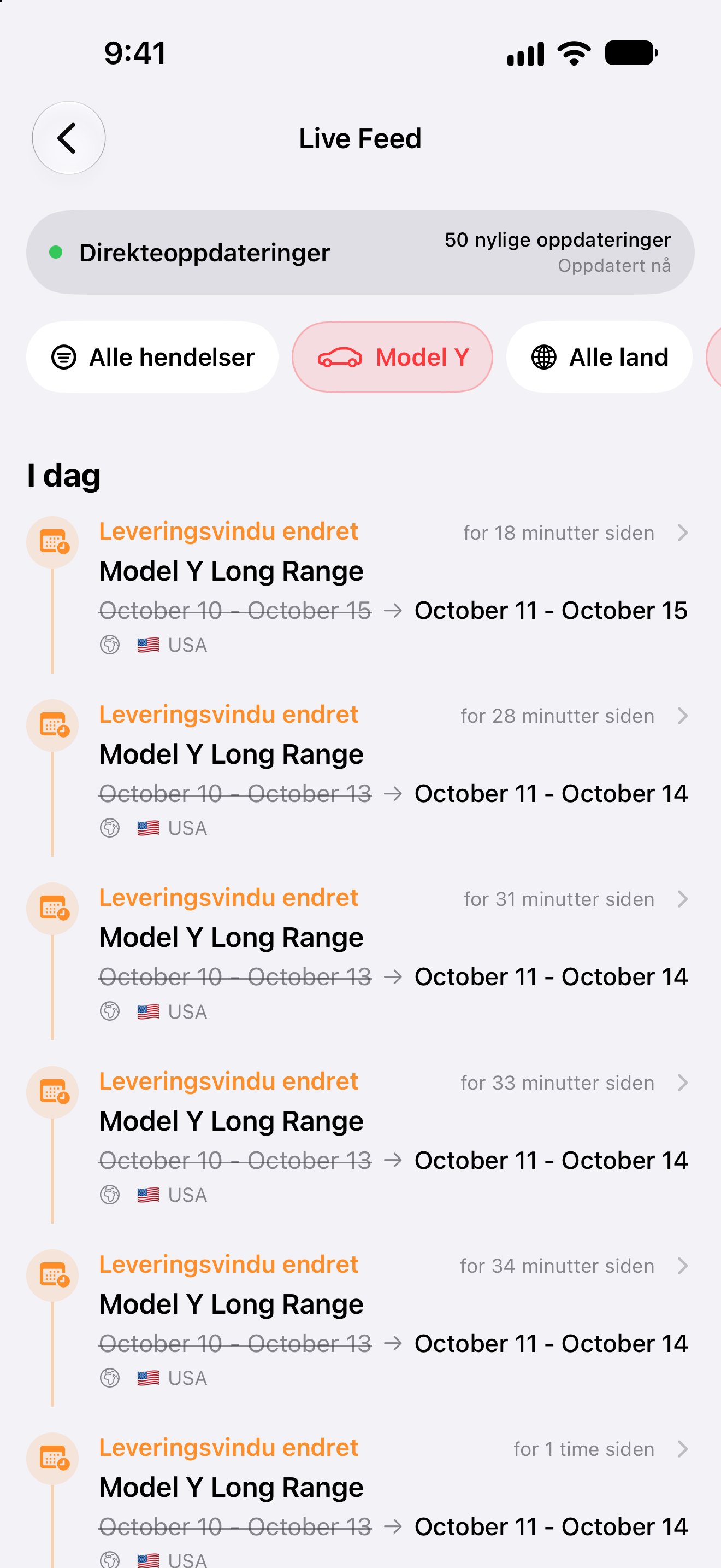 Anonymiserte oppdateringer fra fellesskapsbestillinger i iPhone-appen