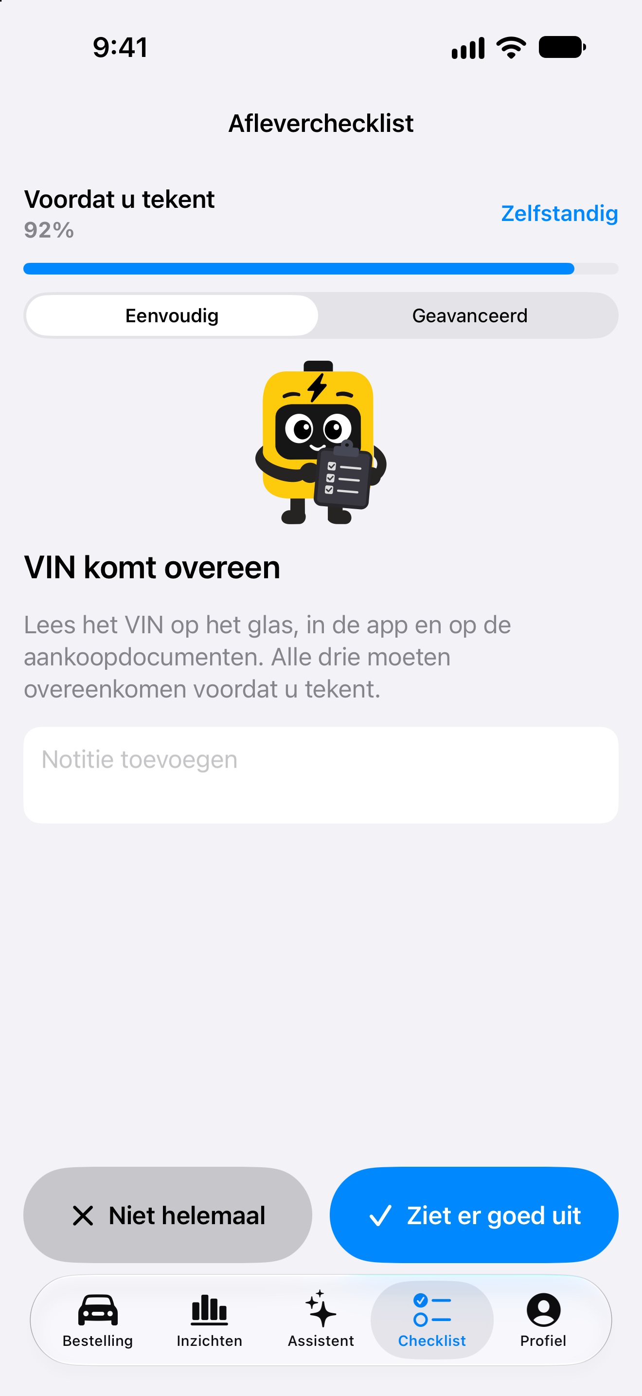 Inspectiechecklist voor aflevering in de iPhone-app